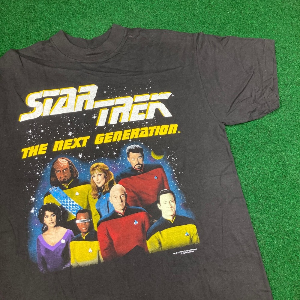 Vintage Star Trek The Next Generation Shirt Mens L 1994 TV Show Promo Logo 90s